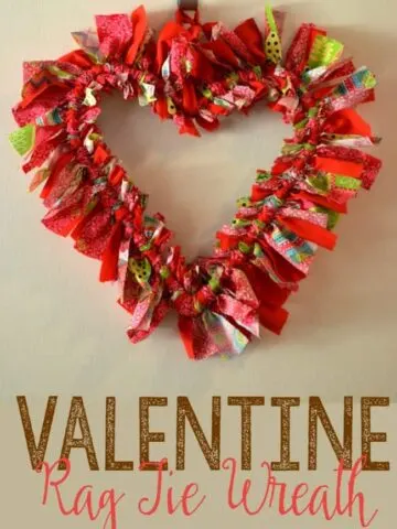 You can create this rag tie wreath using all of your favorite Valentine fabrics.