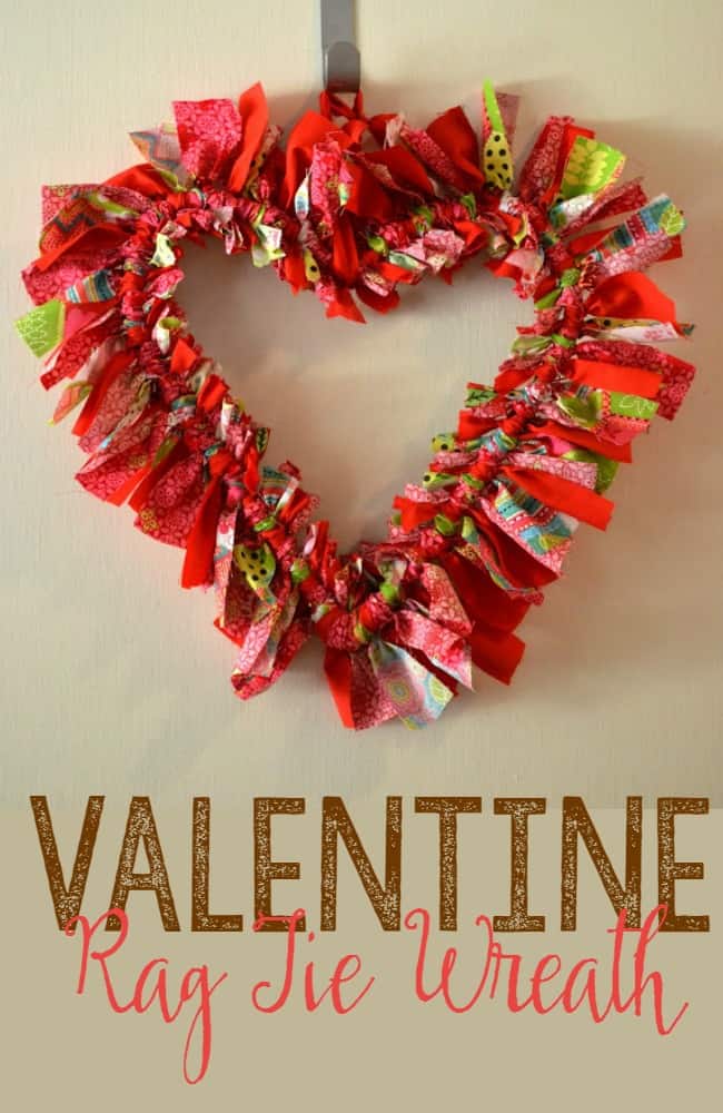 You can create this rag tie wreath using all of your favorite Valentine fabrics.