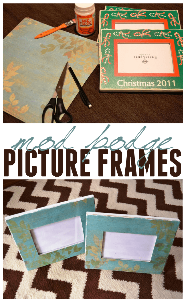 How to mod podge picture frames. A great way to custom your own frames with your favorite decorative paper. 