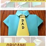 Create this DIY Father's Day Card, an origami shirt & tie with only two pieces of construction paper. Super easy DIY card craft for your children.