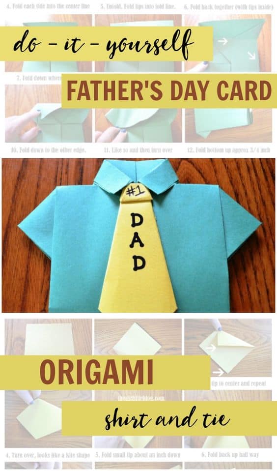 diy fathers day shirt card origami shirt tie craft