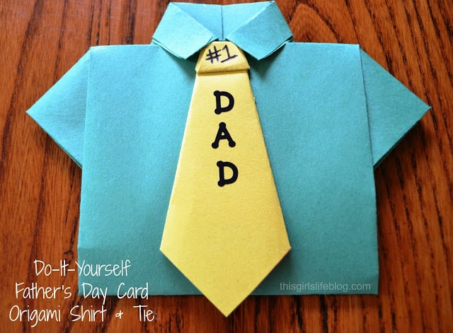 Origami Shirt and Tie made for Father's Day out of 2 pieces of construction paper.