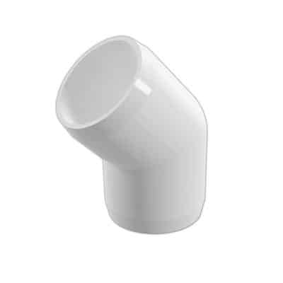 FORMUFIT F00145E-WH-4 45 Degree Elbow PVC Fitting, Furniture Grade, 1" Size, White (Pack of 4)