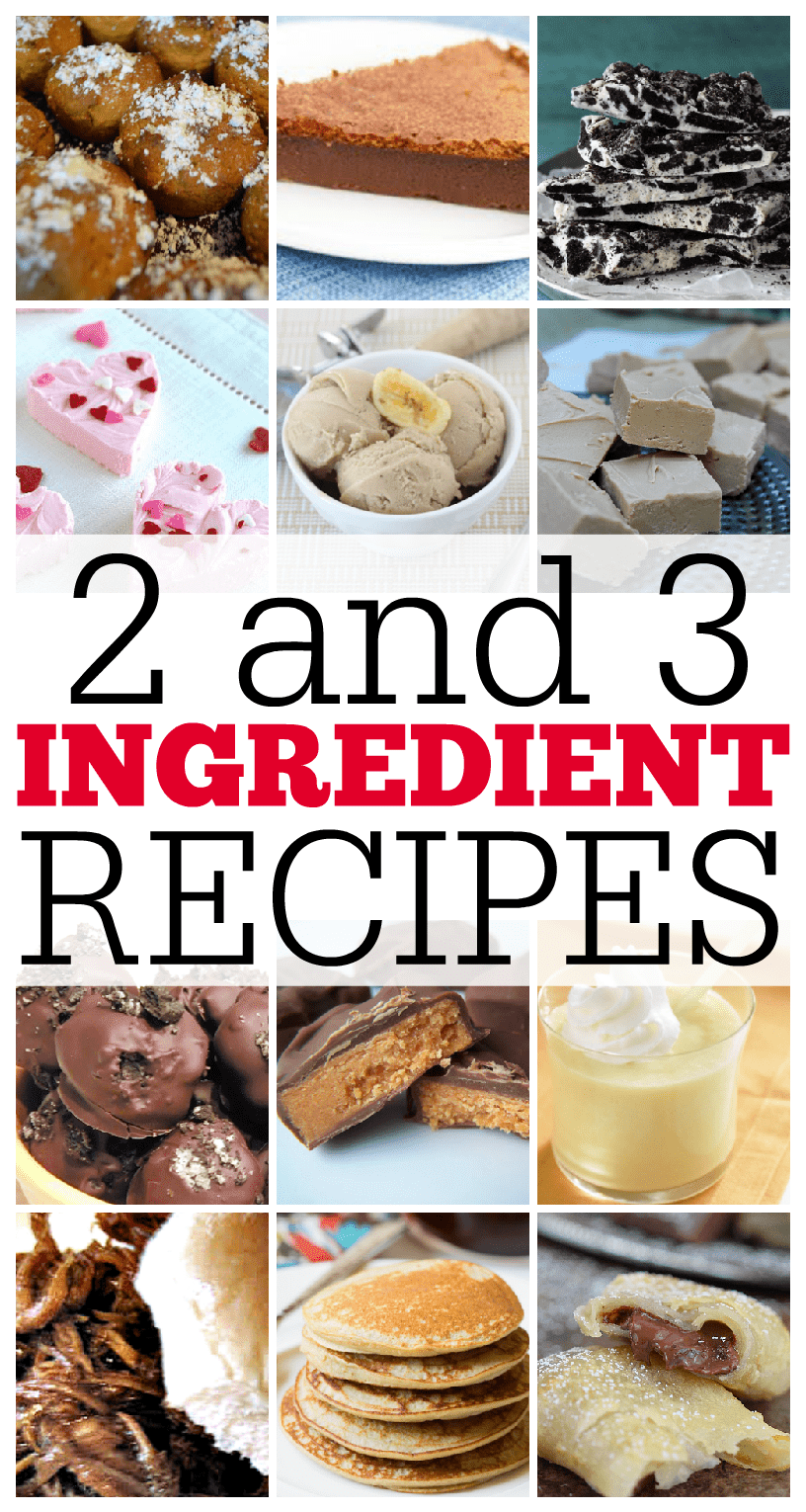 12 quick, easy and delicious 2 and 3 ingredient recipes. These all consist of mainly desserts but hey dessert is the best part of any meal.