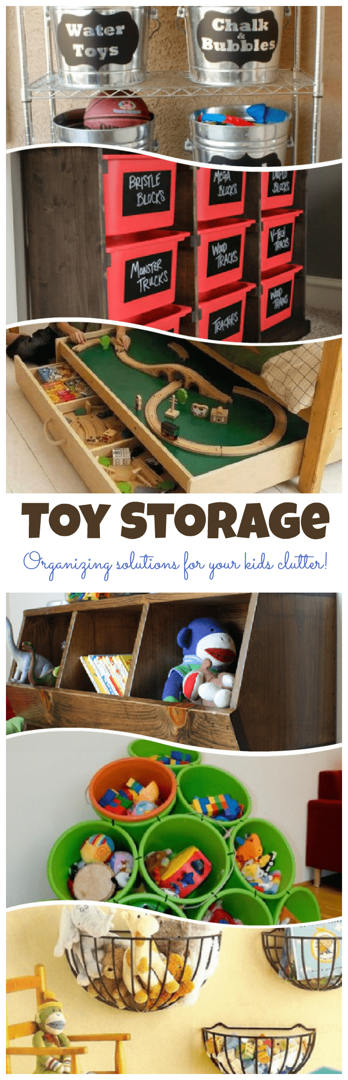 Creative ways to store all of your kids toys can be overwhelming. Check out all these awesome solutions to get your kids toy storage under control.