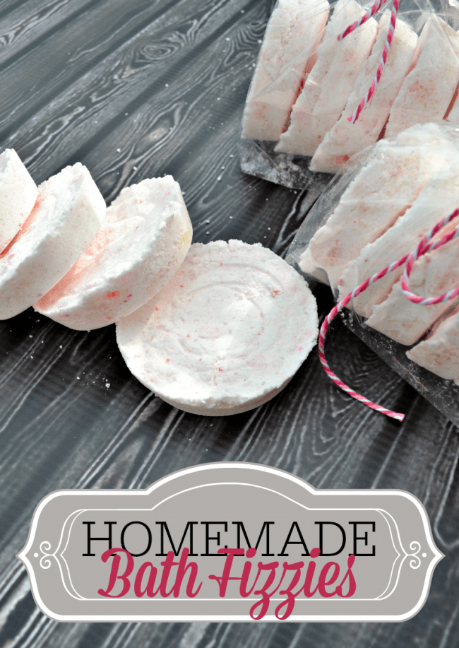 Learn how to make homemade bath fizzies, also called homemade bath bombs. Packaged up with a bag and ribbon or in a jar make a cute handmade gift.