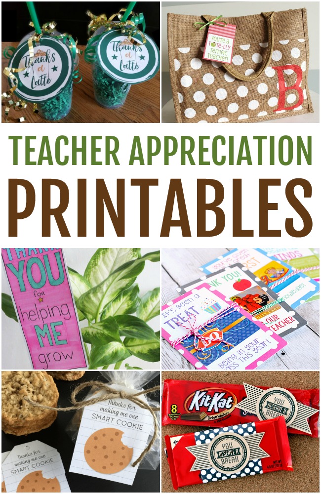Celebrate those hard-working teachers with a little something special,  Teacher Appreciation Printables that make quick and easy gift ideas.