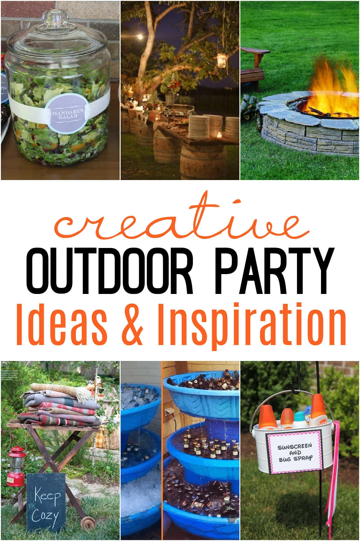 Collage of creative outdoor party ideas