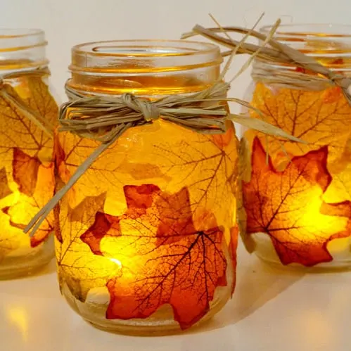 maple-leaf-decoupaged-mason-jars