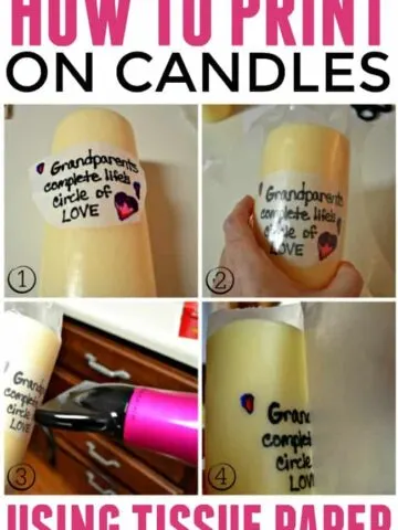 How to print on candles with tissue paper is a super easy DIY project that is great for a unique gift giving experience.