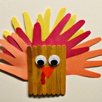 Hand Print and Popsicle Stick Turkey Magnet
