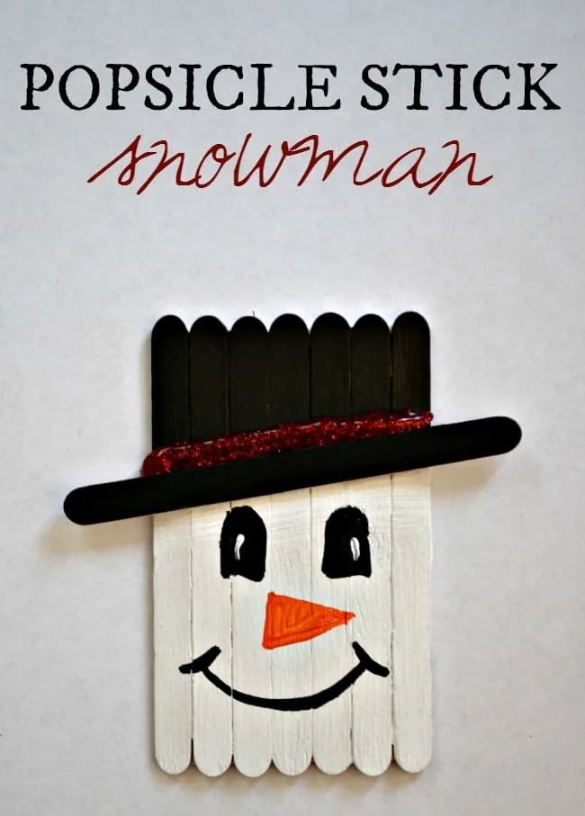 This popsicle stick snowman craft is a perfect holiday time activity for the kids. It can be turned into a cute magnet to hang on the fridge or an ornament for the tree.