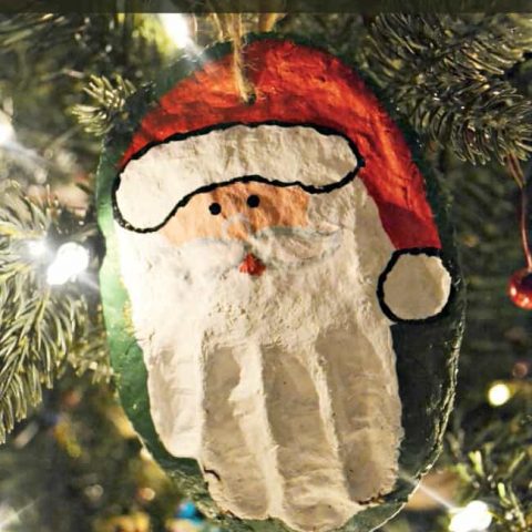 Hand Print Santa Salt Dough Ornament