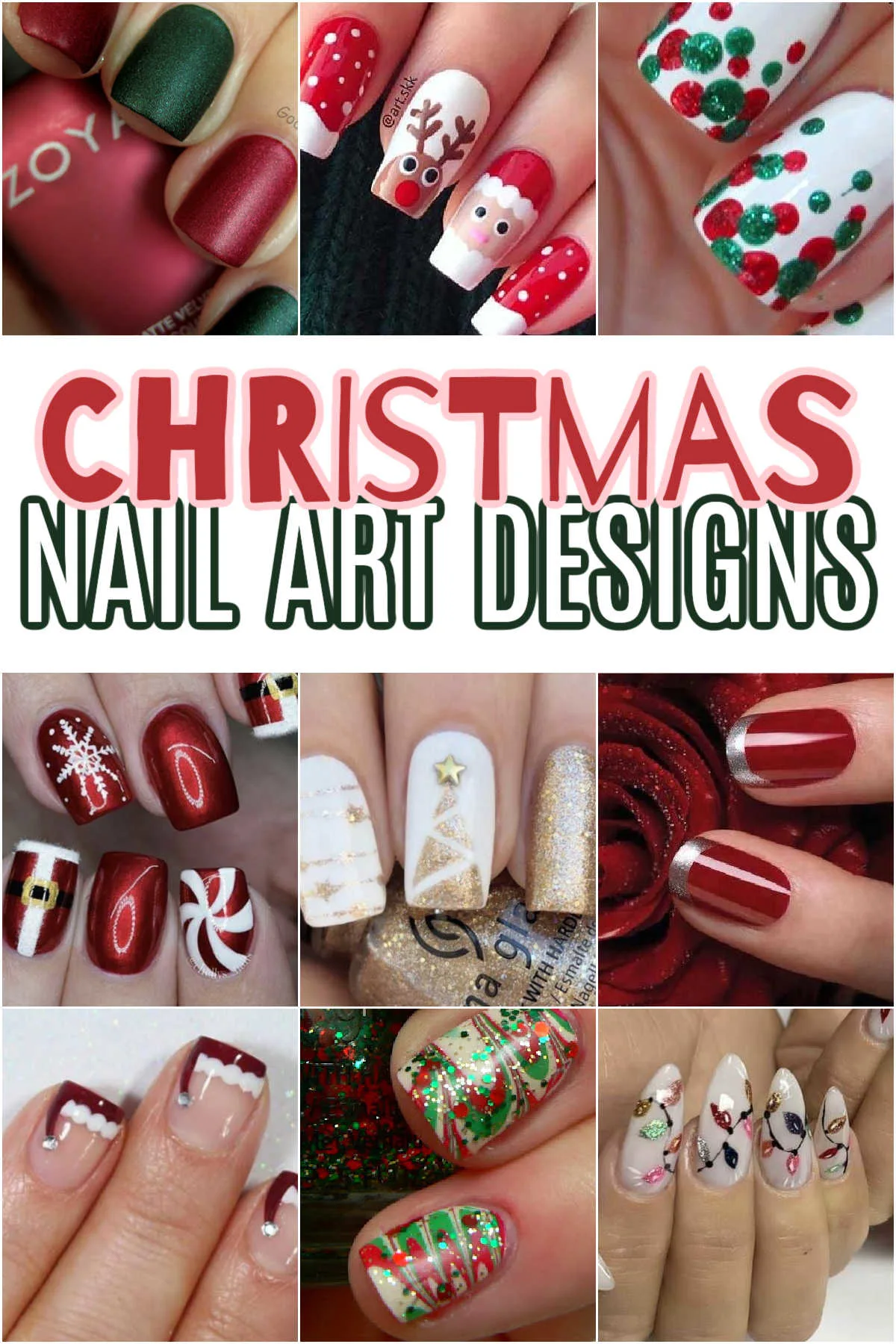 Collage of Christmas Nail Art Designs