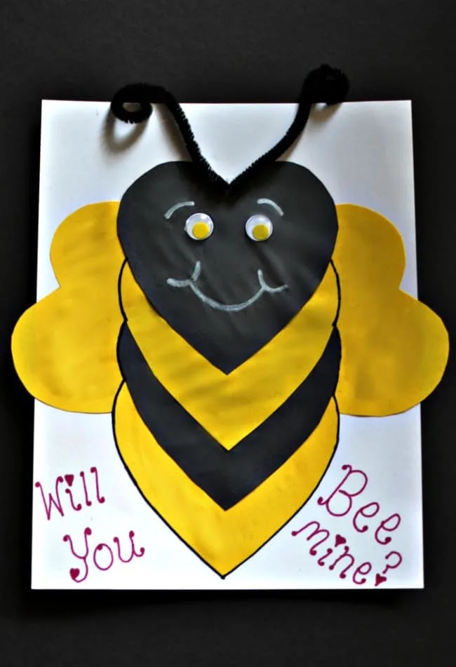 Will you 'Bee mine Valentine Card'! Love this super cute Valentine's Day paper craft.