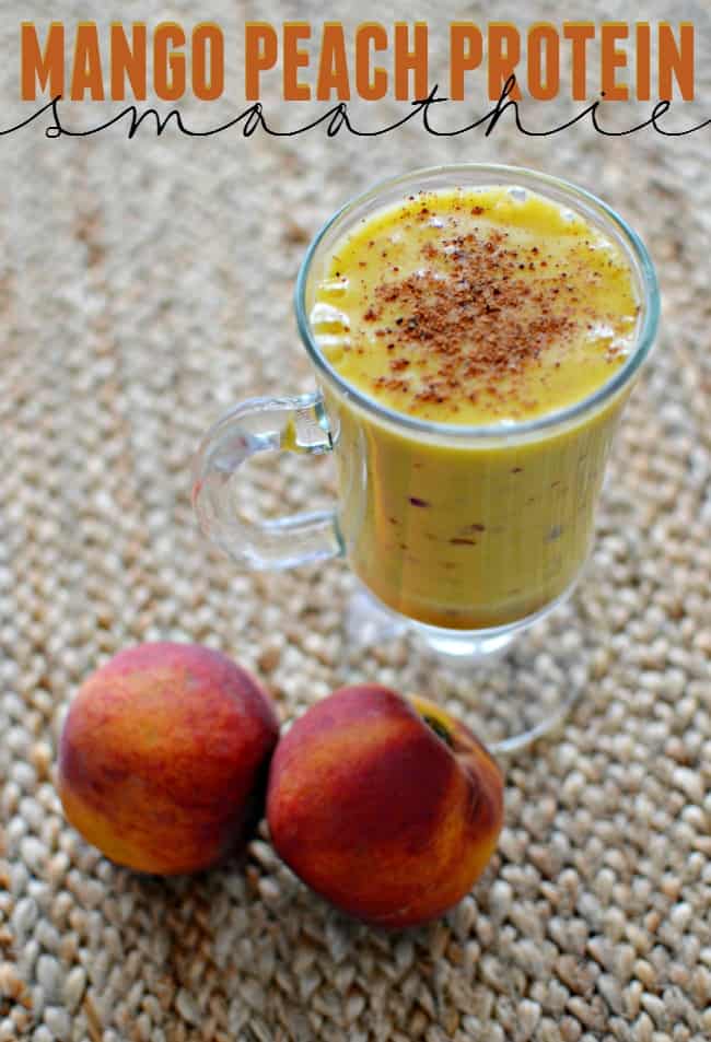 Mango Peach Protein Smoothie: Perfect pre and post workout snack!