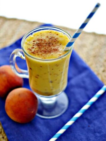 Mango Peach Protein Smoothie: Perfect pre and post workout snack!