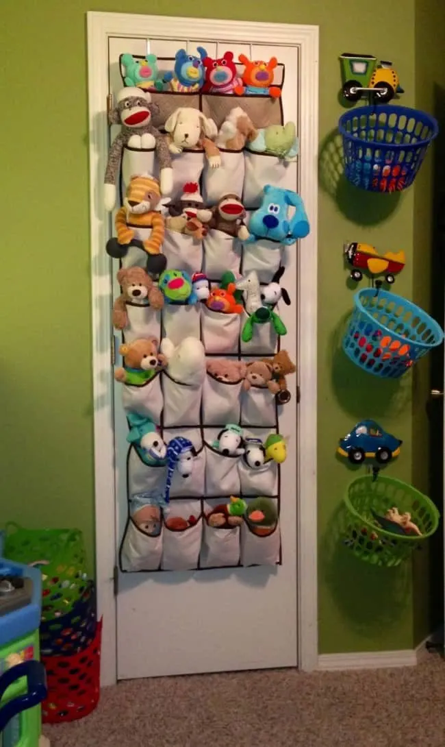 Stuffed animal organizer! It is an over the door shoe holder! Works great!  I used to do this with my beanie babies …