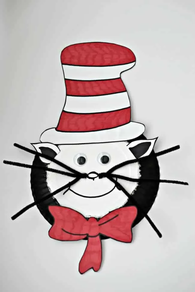 Celebrate Dr. Seuss with this Paper Plate Cat in the Hat craft for kids. 