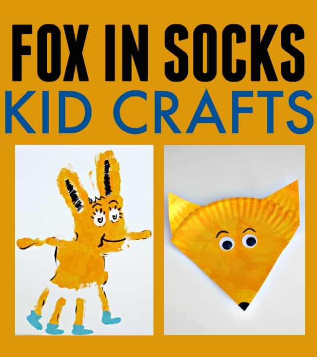 Celebrate Dr. Seuss with one of these cute and creative Fox In Socks craft ideas. Both incredibly easy for even the youngest creators. #FoxInSocks #DrSuessCrafts #FoxInSocksCrafts #FoxInSocksDrSeuss