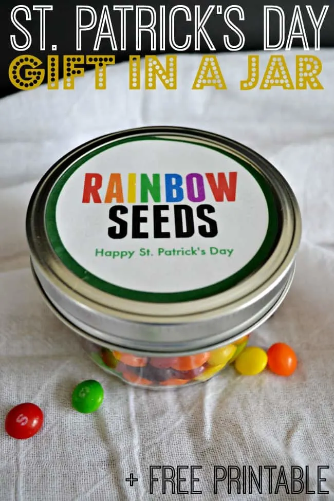 Gift your favorite Leprechaun this super cut St. Patrick's Day "Rainbow Seeds" gift in a jar.