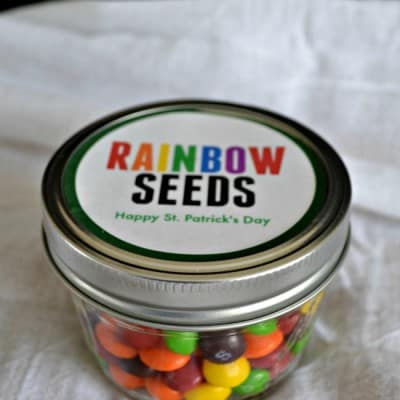Gift your favorite Leprechaun this super cut St. Patrick's Day "Rainbow Seeds" gift in a jar.