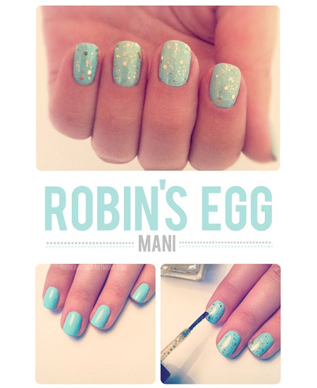 nails that look like spotted robins eggs