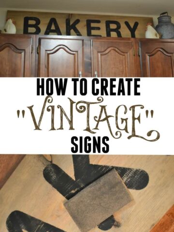 How to create vintage signs using stencils and some homemade stain. This project is easy and inexpensive at only around $20 to make.