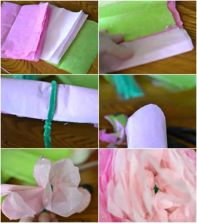 Create this fun tissue paper peony to give your home a little Spring love.