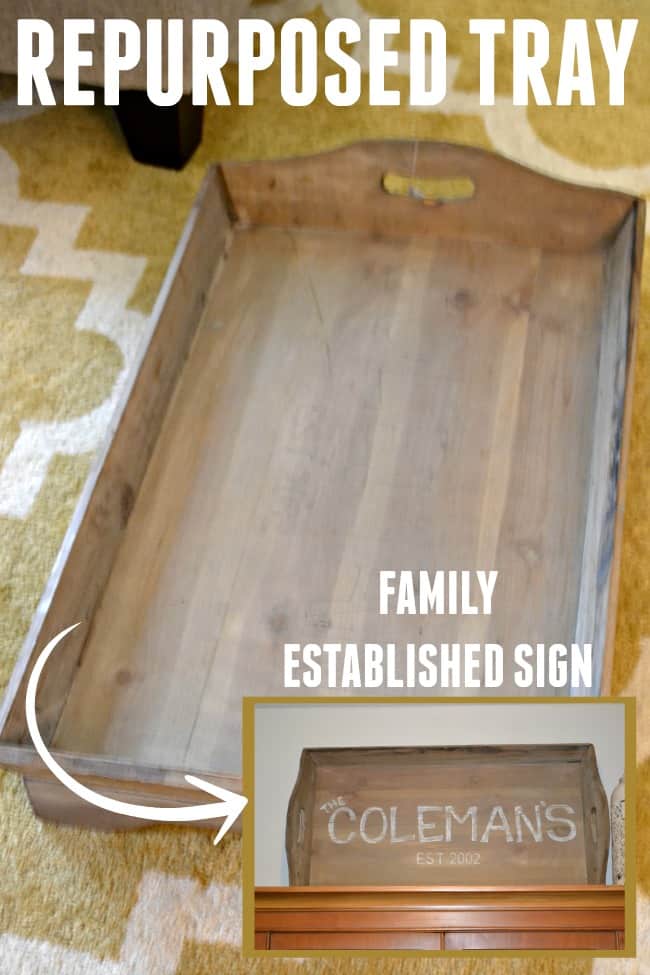 How to turn a tray into a family established sign. Repurpose new or old items to fit your needs.