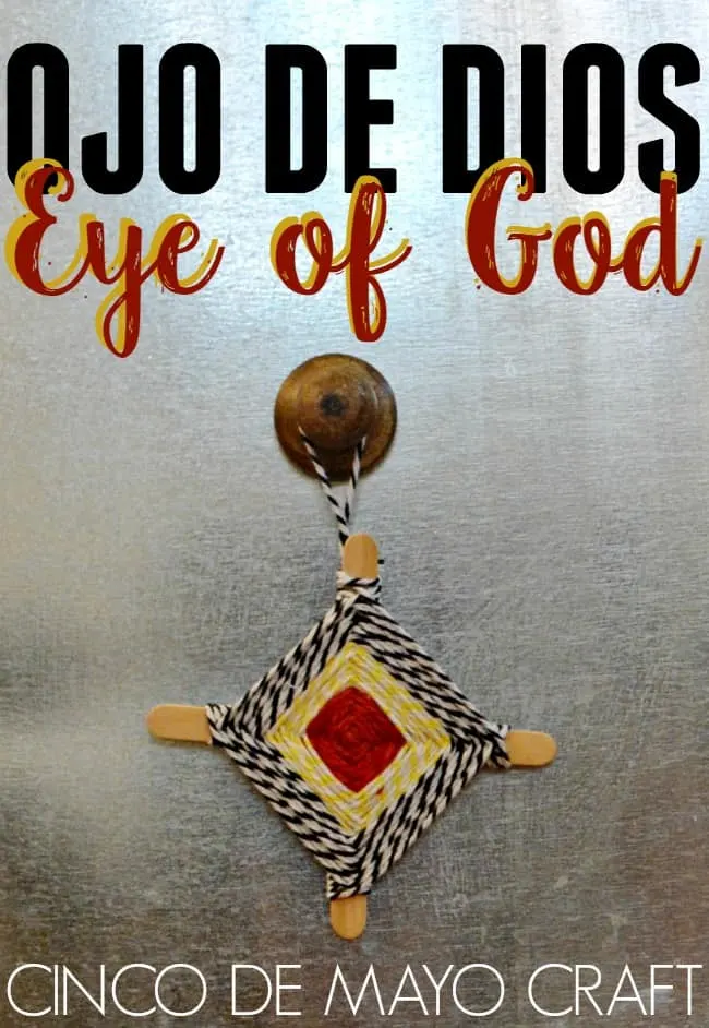How to make Ojo de Dios. Easy and simple step-by-step instructions. This makes a great yarn gift and decoration idea for Cinco de Mayo. Great for homeschool art activities and DIY classroom projects as well. #OjodeDios #EyeofGod #CincoDeMayo #MexicanCrafts #Crafts #KidCrafts