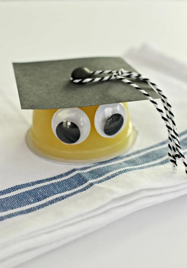 Create these little grads using apple sauce, pudding or fruit cups. So cute for your elementary kids graduations.
