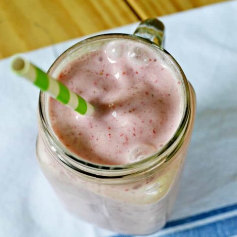 Want a yummy sweet and cold treat? Give this Strawberry Shortcake Smoothie a try. Only 3 simple ingredients.