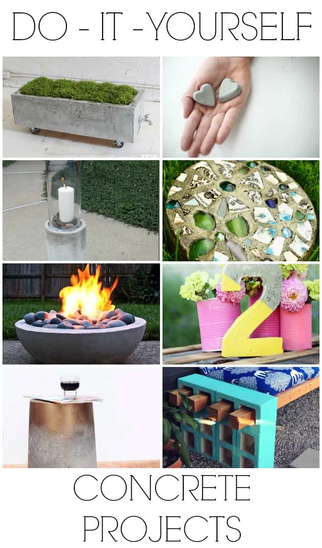 Concrete is such a inexpensive media to use to create so many fun things. How about trying out one of these DIY concrete projects today. 