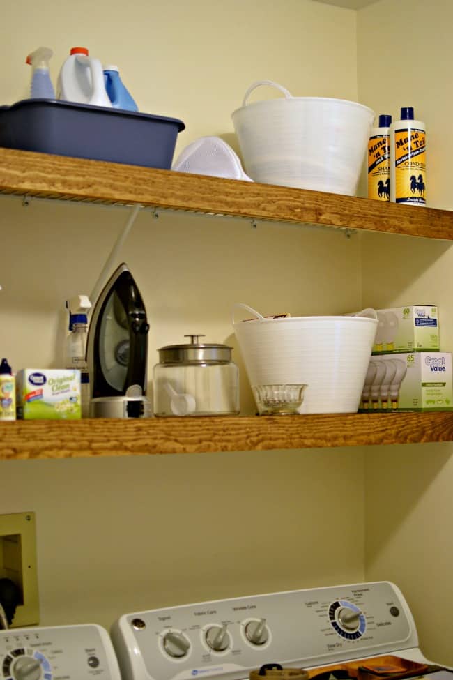 Need a simple solution on how to hide ugly wire shelving in your rental? Check out this inexpensive and clever idea on getting those shelves looking great.