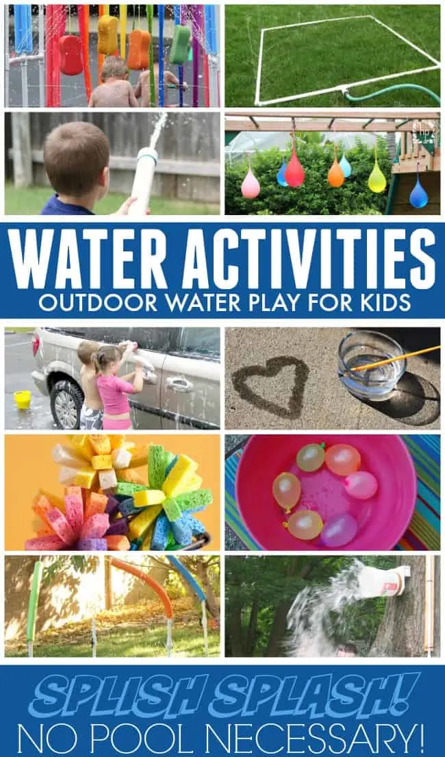 Water activities for kids are the perfect way to set summer off with a splash. A great way to cool off in this hot summer heat and keep your kids moving and enjoying the outdoors. No pool required! #wateractivities #forkids #activitiesforkids #summerfun #summertime