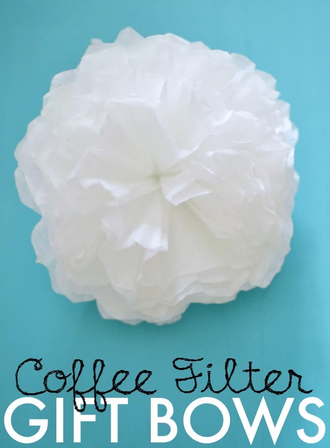 Create these simple, quick and inexpensive coffee filter bows to top all of your gifts. Such a easy way to make a gorgeous and special gift.