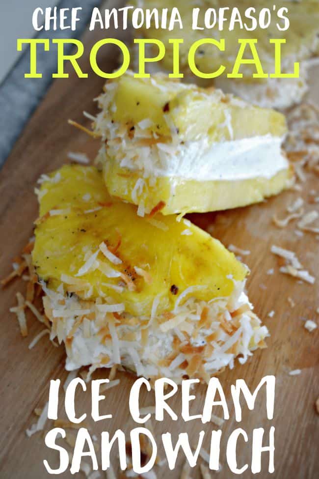 Love this take on a traditional ice cream sandwich. Yummy pineapple, coconut and vanilla goodness.