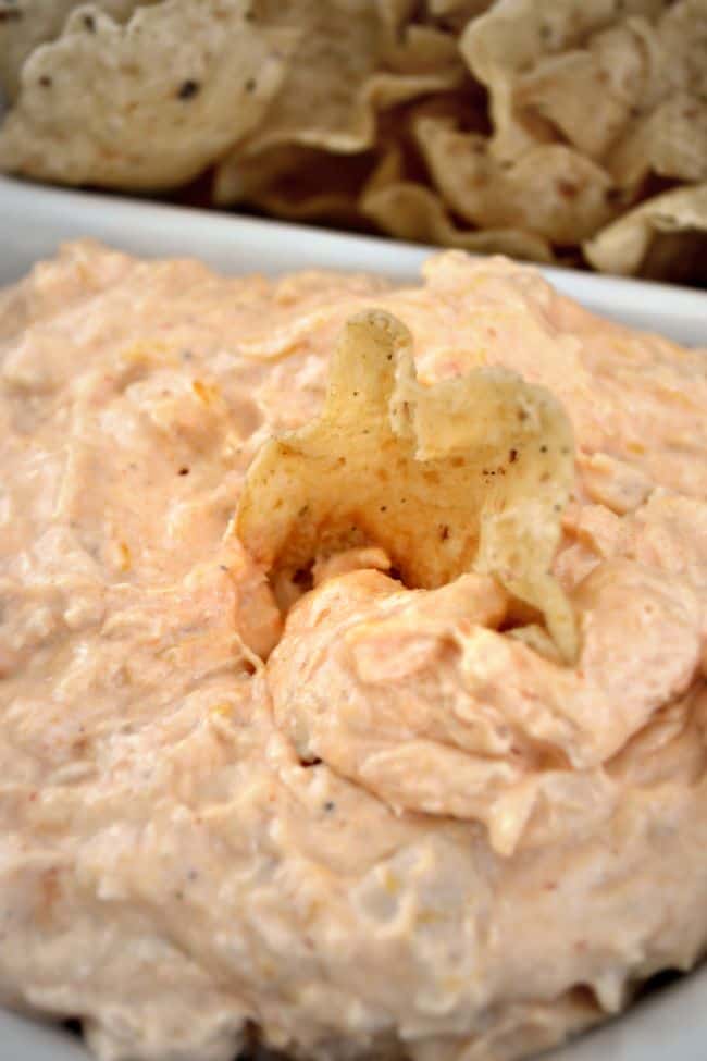 This buffalo chicken dip is the perfect appetizer for game night. 