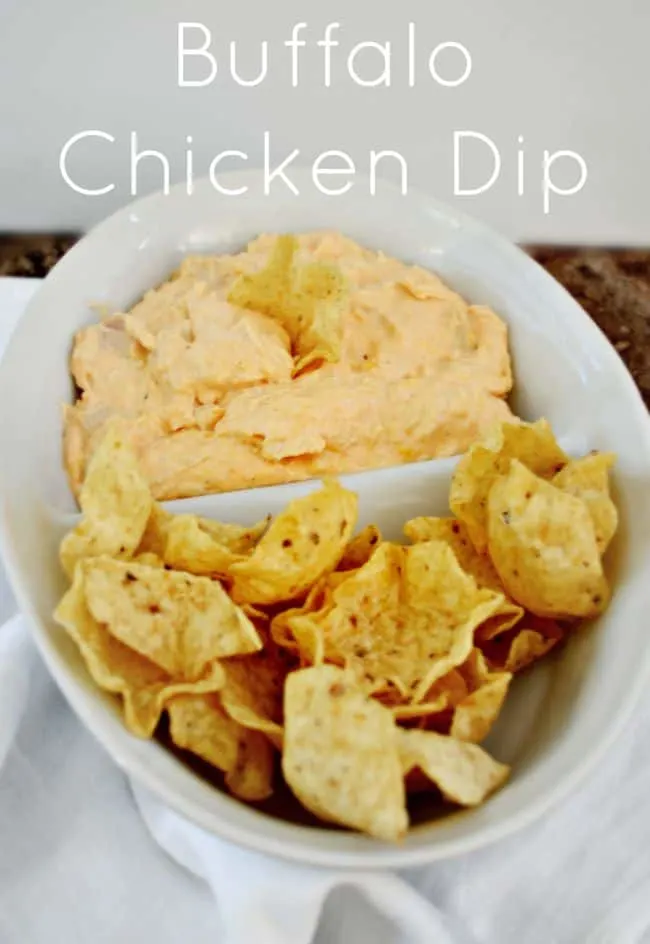 This buffalo chicken dip is the perfect appetizer for game night. 
