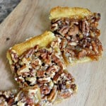Pecan pie in a bite-sized bar! These pecan pie bars are made with refrigerated crescent rolls making them simple and quick to prepare.