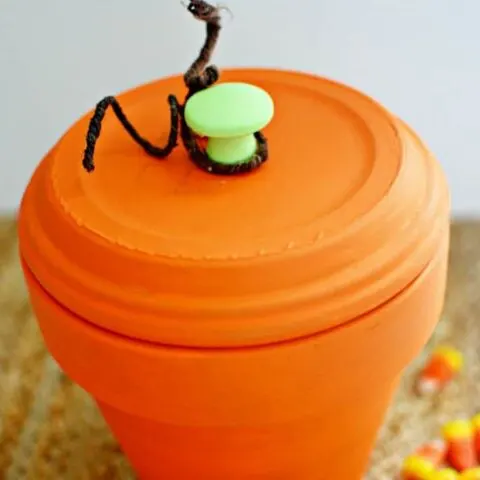 Create this cute pumpkin candy dish that is perfect for fall, Halloween and Thanksgiving. So easy to create with just a few simple supplies.