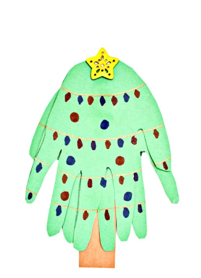 Create this fun Handprint Christmas Tree to remember how big your kiddos hands were this year. Super simple with just two supplies needed. Which you probably already have on hand.