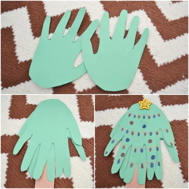 Create this fun Handprint Christmas Tree to remember how big your kiddos hands were this year. Super simple with just two supplies needed. Which you probably already have on hand.