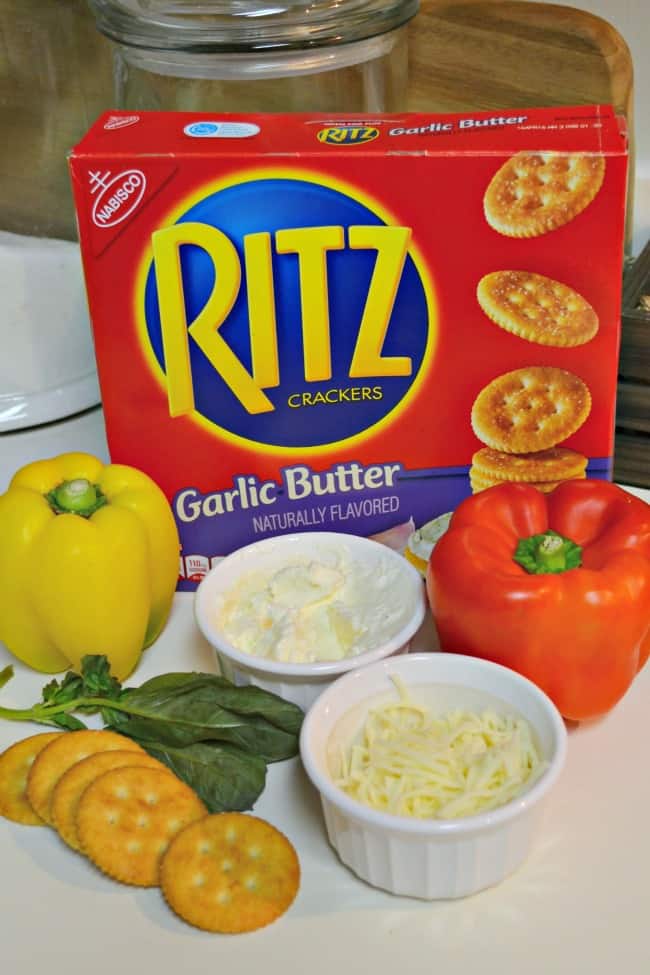 These Roasted Pepper Cheese Bites are so delicious. The smell of the roasted peppers and basil is devine and the garlic butter RITZ crackers add that perfect savory bite.
