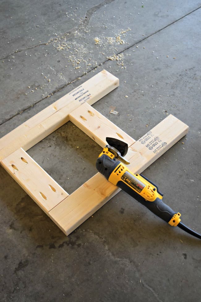 Make this easy DIY Shop Stool using only 3 - 2x4x8 boards. The cost is less than $10. It would also make a great side table or plant stand.