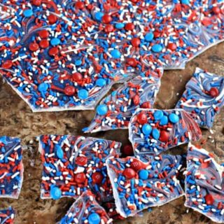 This beautiful festive holiday bark is perfect for your entire crowd during party time on the 4th of July. It is delicious and addicting.
