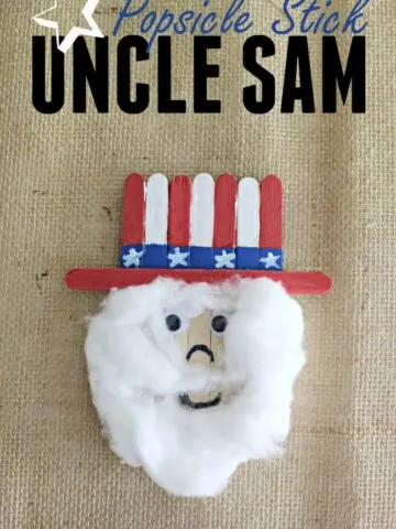 Celebrate 4th of July with your kids this year by creating this super cute popsicle stick Uncle Sam.
