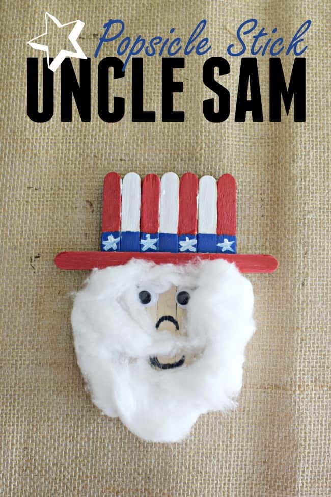 Celebrate 4th of July with your kids this year by creating this super cute popsicle stick Uncle Sam.