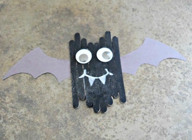 Create this cute little popsicle stick bat craft with your kids this Halloween. Simple and little needed in the way of supplies.